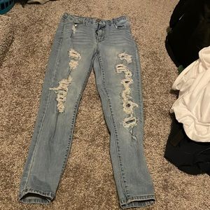 Light blue ripped jeans size 13 skinny with elastic waist band